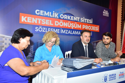 Bursa Gemlik'te hak sahiplerinden 'dönüşüm'e noter huzurunda imza