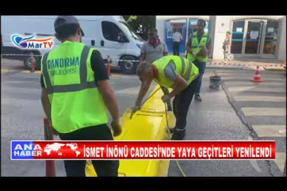 İSMET İNÖNÜ CADDESİ’NDE YAYA GEÇİTLERİ YENİLENDİ