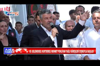 65 GELENEKSEL KURTDERELİ MEHMET PEHLİVAN YAĞLI GÜREŞLERİ COŞKUYLA BAŞLADI