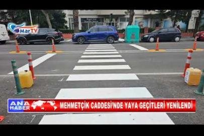MEHMETÇİK CADDESİ’NDE YAYA GEÇİTLERİ YENİLENDİ