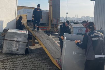 KARESİ BELEDİYESİNDEN SANAYİ SİTESİNE YERLİ ÜRETİM ÇÖP KONTEYNERİ