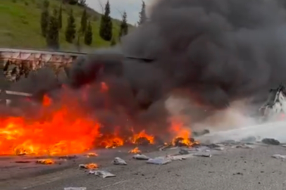 KARESİ’DE TRAFİK KAZASI: TIR ALEV ALDI, 1 KİŞİ YARALANDI