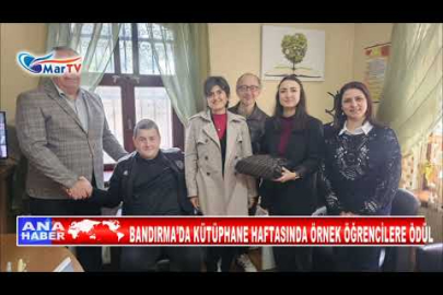 BANDIRMA’DA KÜTÜPHANE HAFTASINDA ÖRNEK ÖĞRENCİLERE ÖDÜL