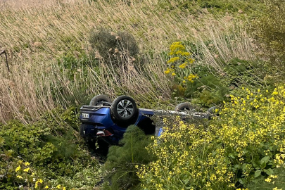 TATLISU VİRAJINDA KORKUTAN KAZA