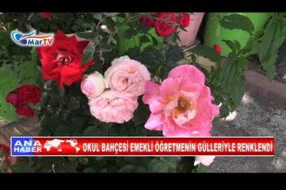 OKUL BAHÇESİ EMEKLİ ÖĞRETMENİN GÜLLERİYLE RENKLENDİ