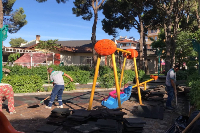 BURHANİYE'DE PARK VE YEŞİL ALANLAR YENİLENİYOR