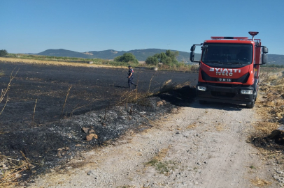 GÖNEN’DE TARIM ARAZİSİNDE KORKUTAN YANGIN